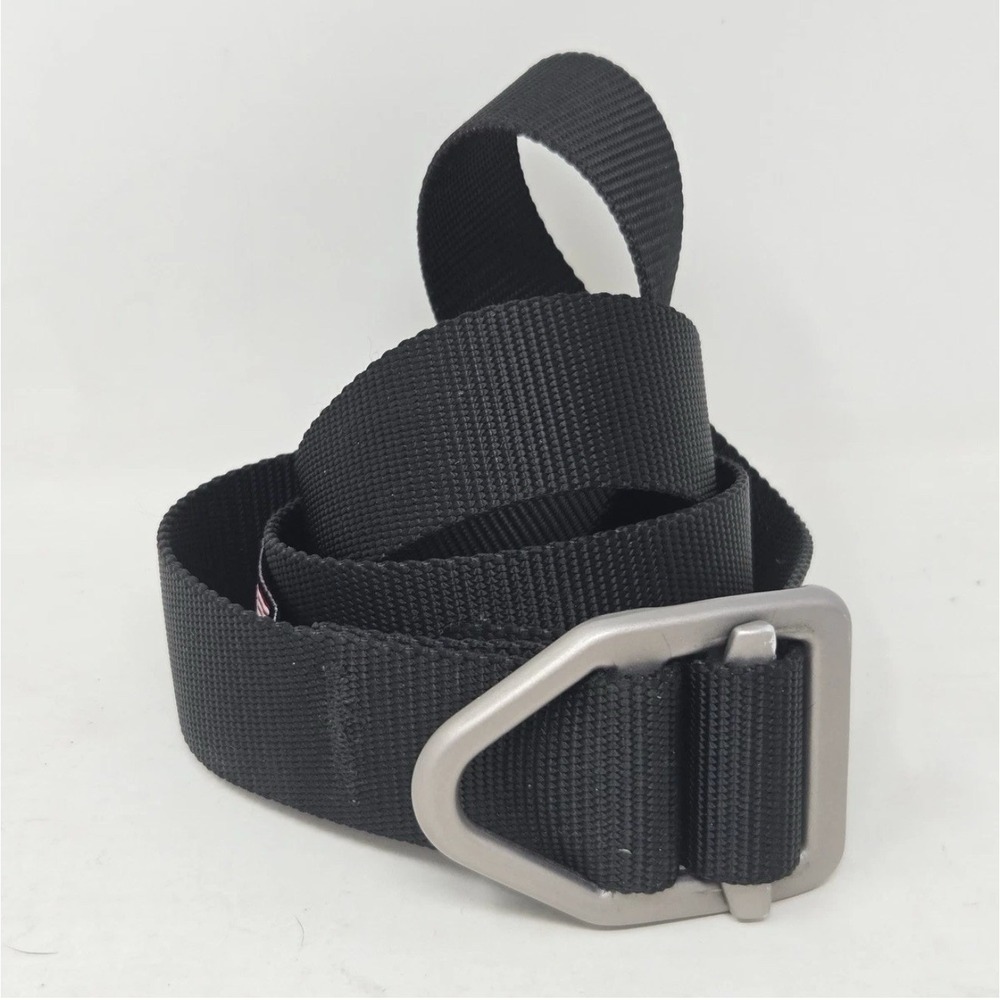 Bison Designs Heavy Duty Belt Mens Large Black Metal V-Ring Buckle Nylon USA